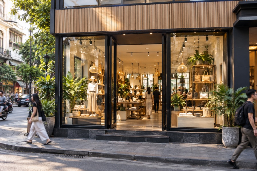 A contemporary retail storefront in Vietnam